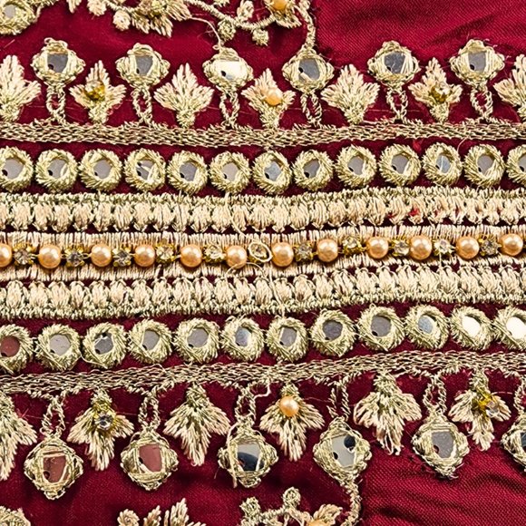 Women's Silk Trouser Pant Mirror Embroidered Sadabahar Designer Pakistani Indian - Picture 5 of 16